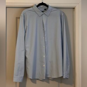 DKNY Light Blue Geometric Dress Shirt